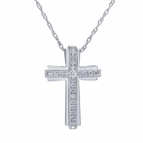 0.25 Carat Sterling Silver Lab Diamond Cross Necklace