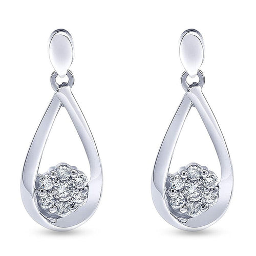 0.30 Carat Sterling Silver Lab Diamond Dangle Drop Earrings Gift Box Set
