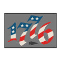 The 1776 Ruck features stars and stripes in the style of the American flag on a gray background—ideal for celebrating Independence Day or motivating your next 17.76 mile ruck challenge.
