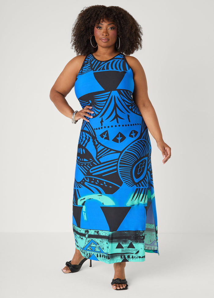 Abstract Print Maxi Dress