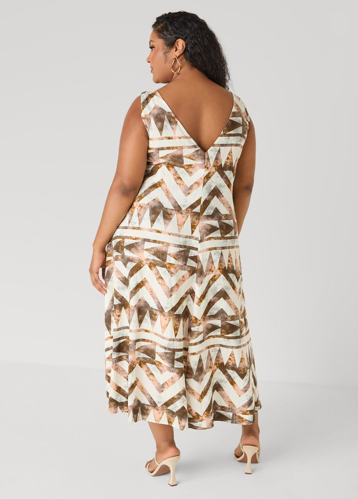 Abstract Print Midaxi Dress