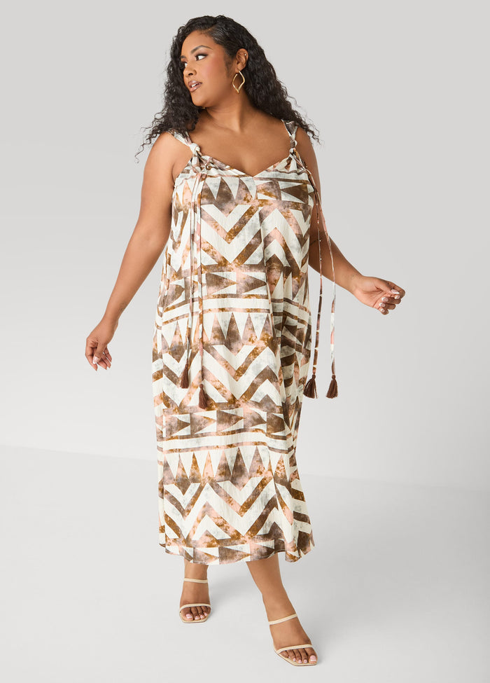 Abstract Print Midaxi Dress