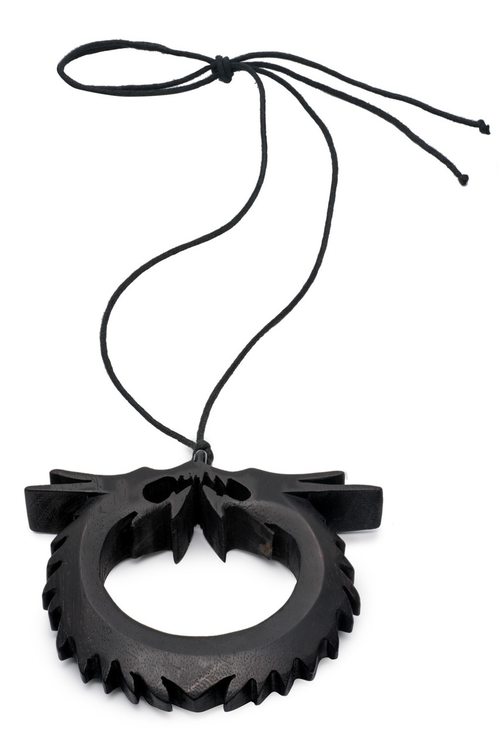 Acacia Wood Double Dragon Necklace