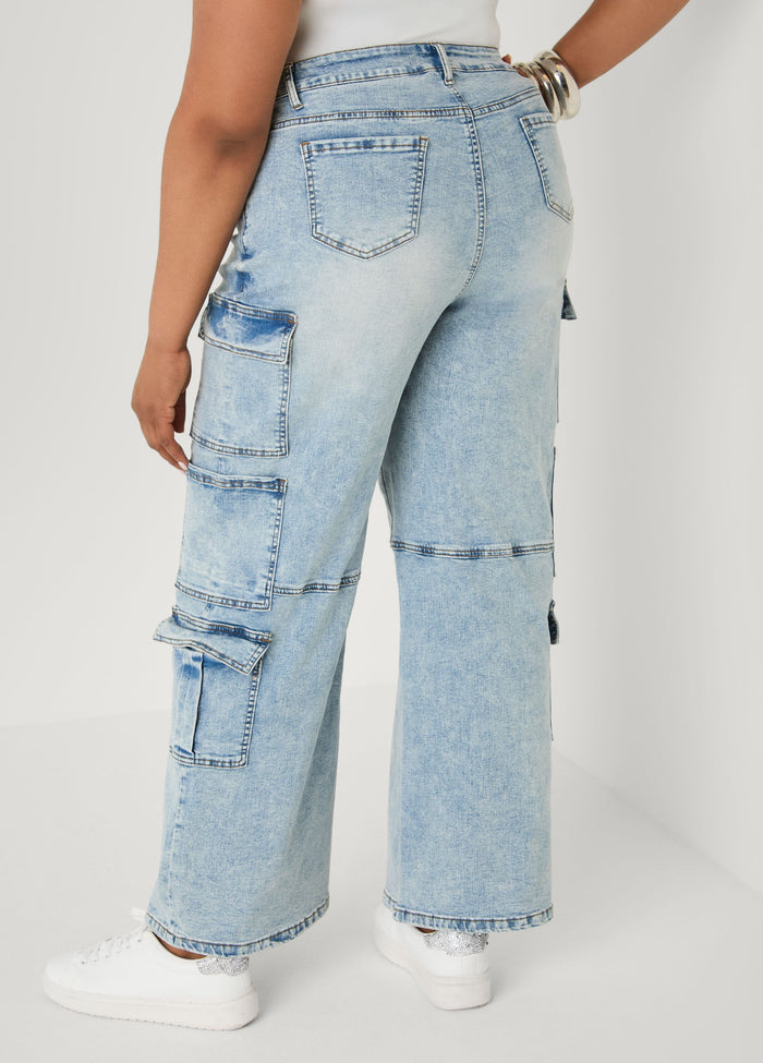 Acid Wash Cargo Jeans