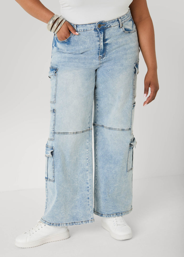 Acid Wash Cargo Jeans