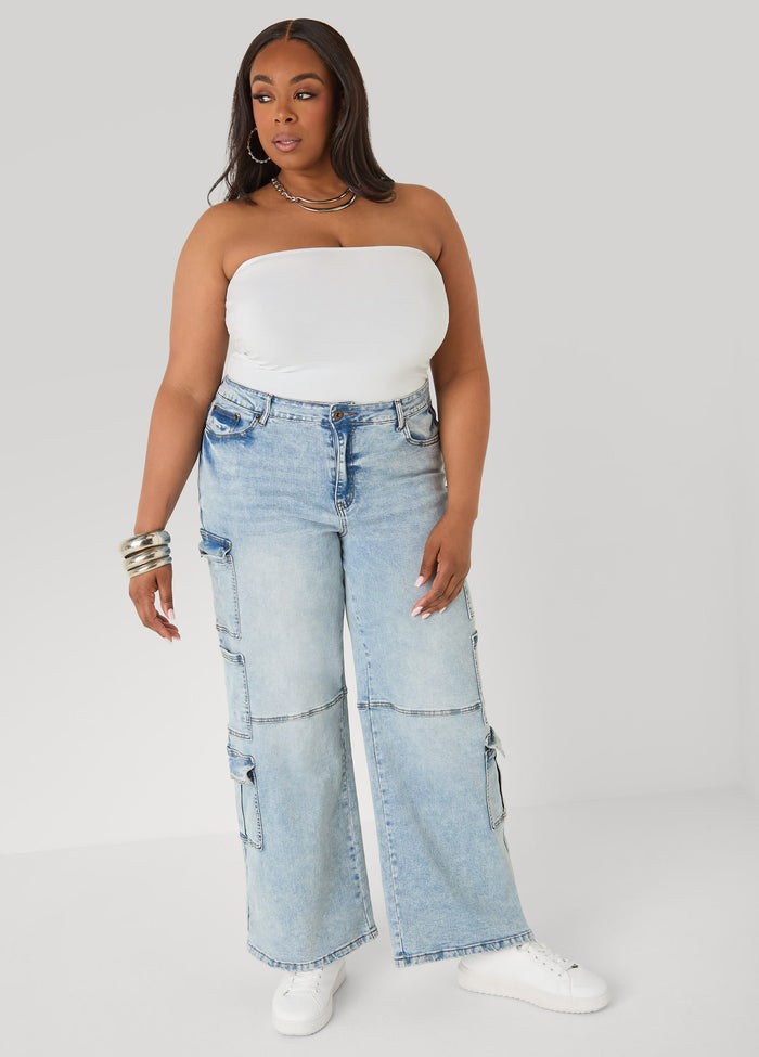 Acid Wash Cargo Jeans