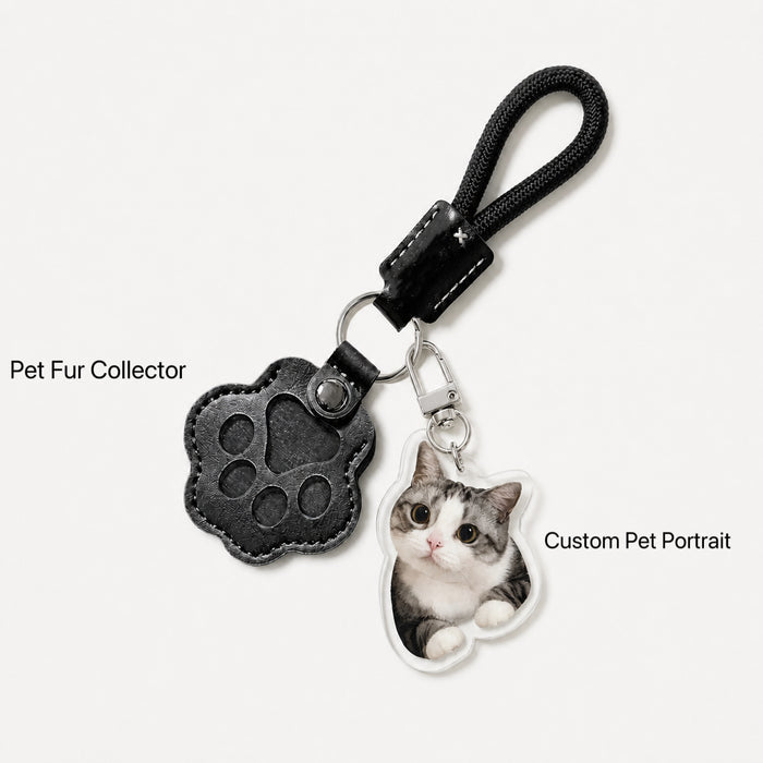Always Beside You Custom Pet Portrait Keepsake Keychain Set