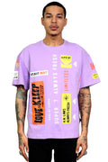 AMETH Men's graphic print purple cotton short sleeve tee