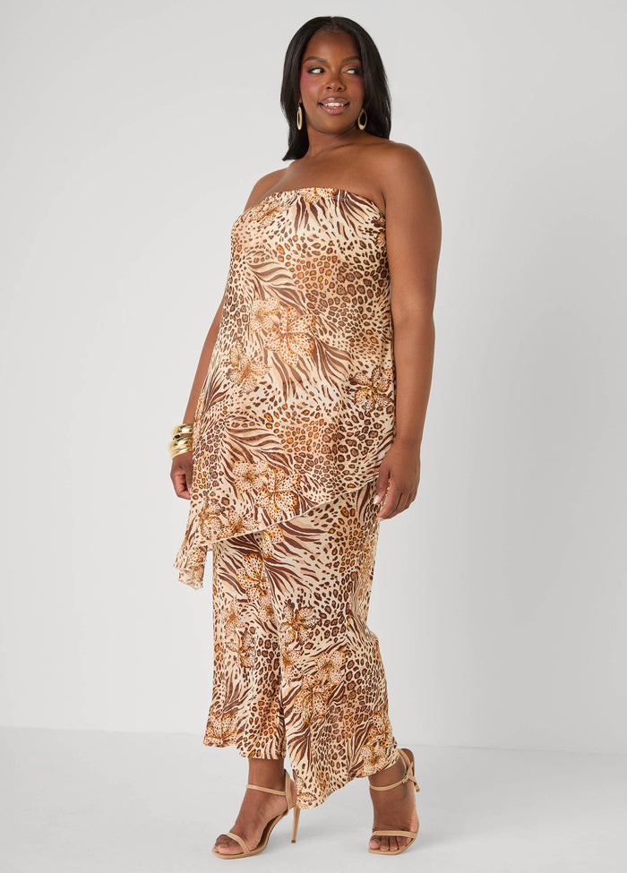 Animal Print Wide Leg Pants