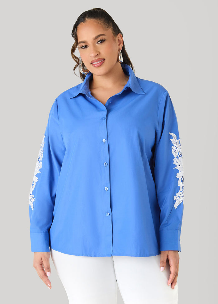 Applique Cotton Blend Shirt