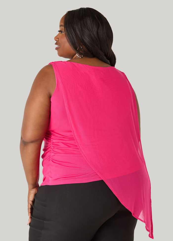 Asymmetric Draped Mesh Top