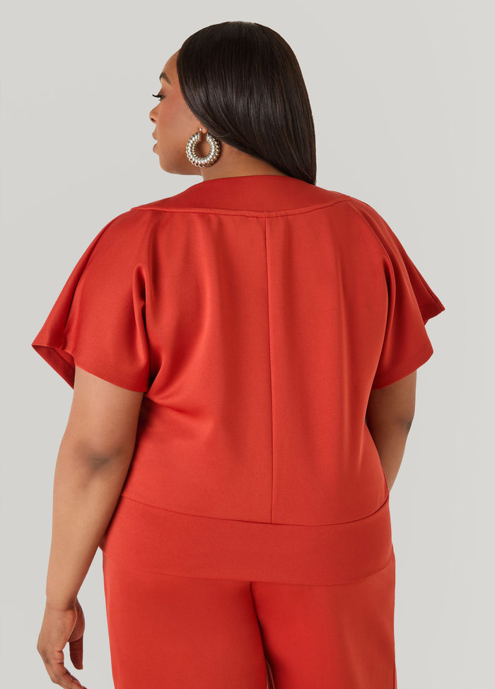 Athletic Knit  V Neck Top