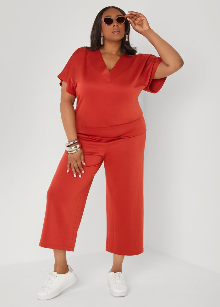 Athletic Knit  V Neck Top