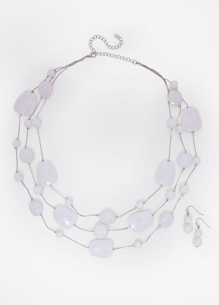 Beaded Necklace And Earrings Set