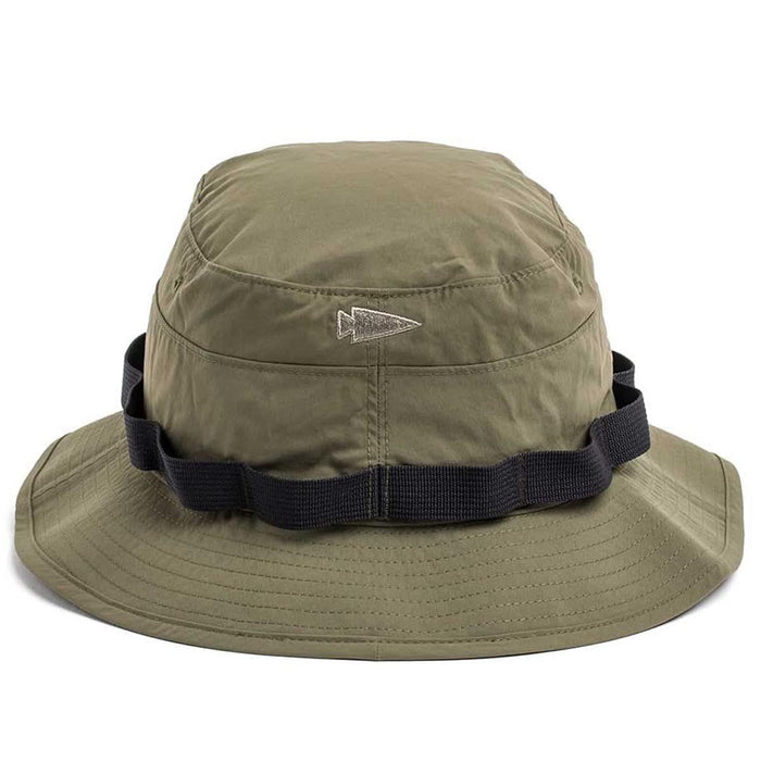 GORUCK ranger green boonie hat with black webbing and patch panel, outdoor gear