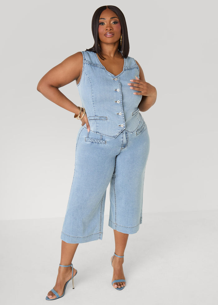 Braided Chambray Capris