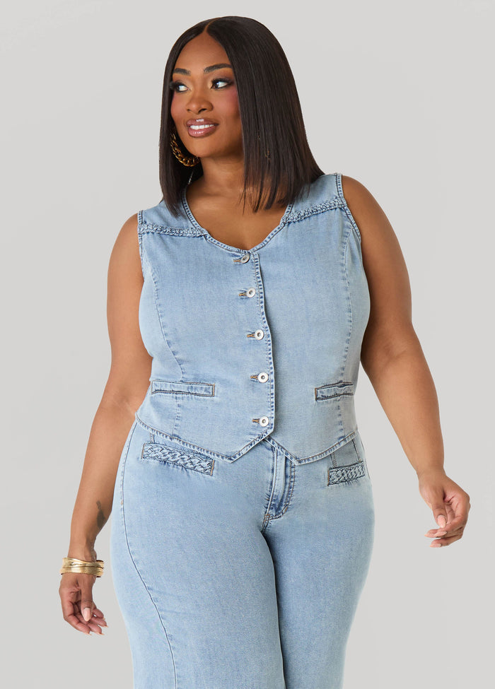Braided Chambray Vest
