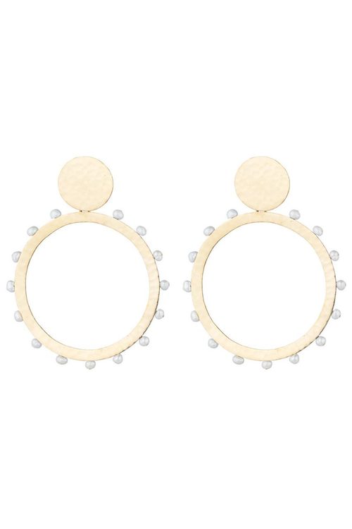 Brass & Mother of Pearl Clip Earrings