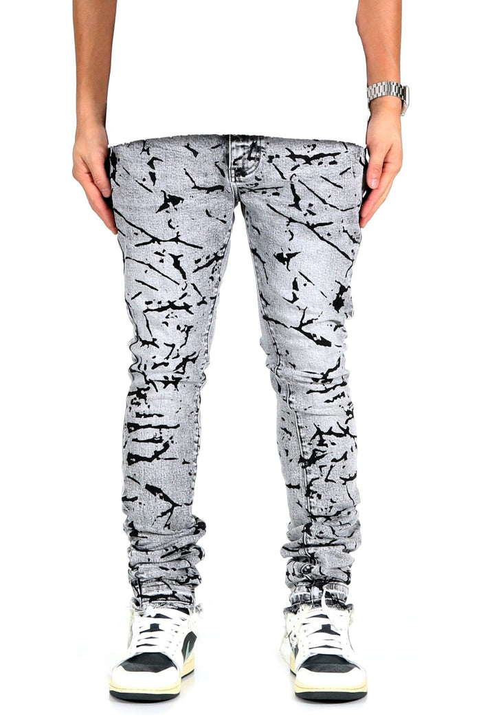 BRECK Men's Premium Heavy Washed Skinny Denim Pants