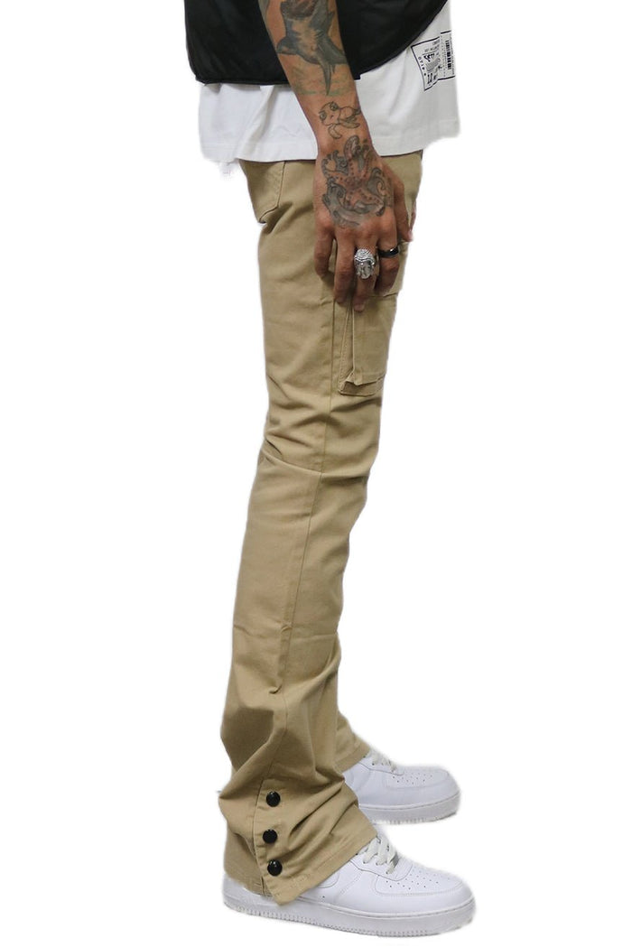 Brun Men's premium flare stacked twill cargo pant with multi functional pockets