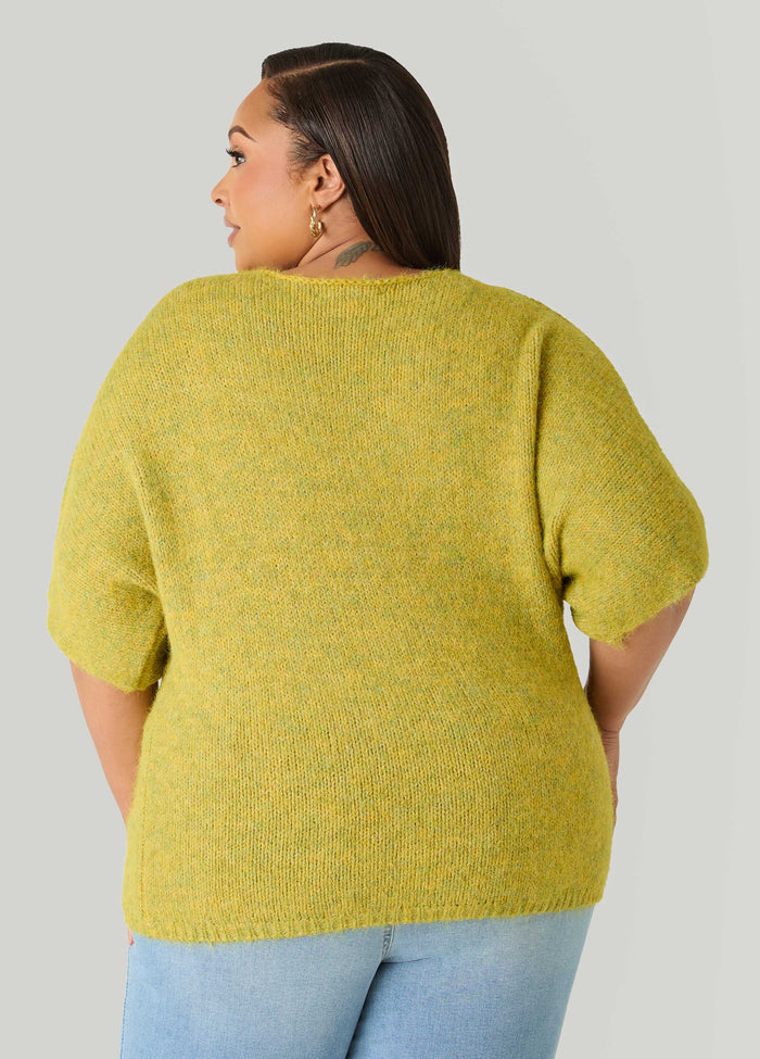 Brushed Marled V Neck Sweater