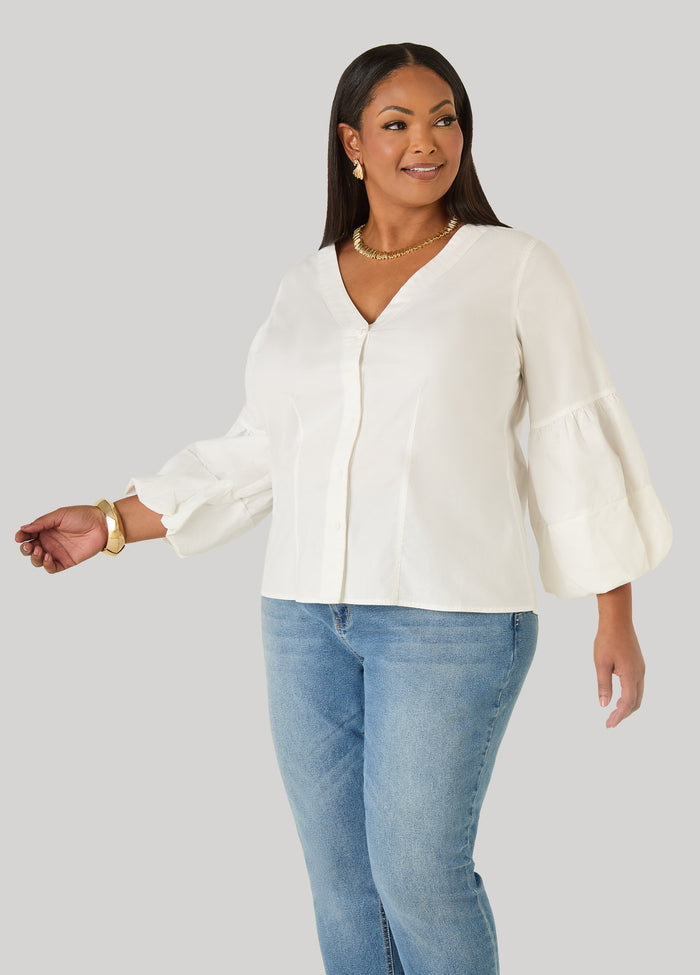 Bubble Sleeve Poplin Shirt
