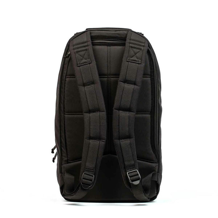 GORUCK black rucksack with padded straps and rugged back panel, designed for rucking gear