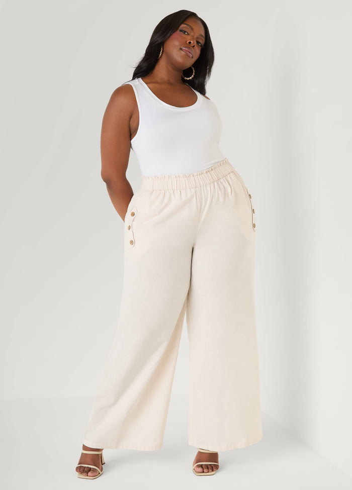 Button Detailed Cotton Blend Pants