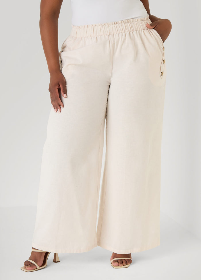 Button Detailed Cotton Blend Pants