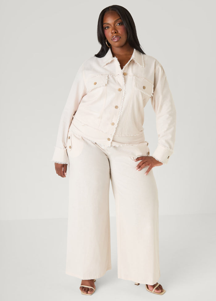 Button Detailed Cotton Blend Pants