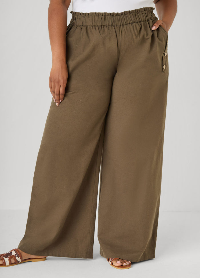 Button Detailed Cotton Blend Pants