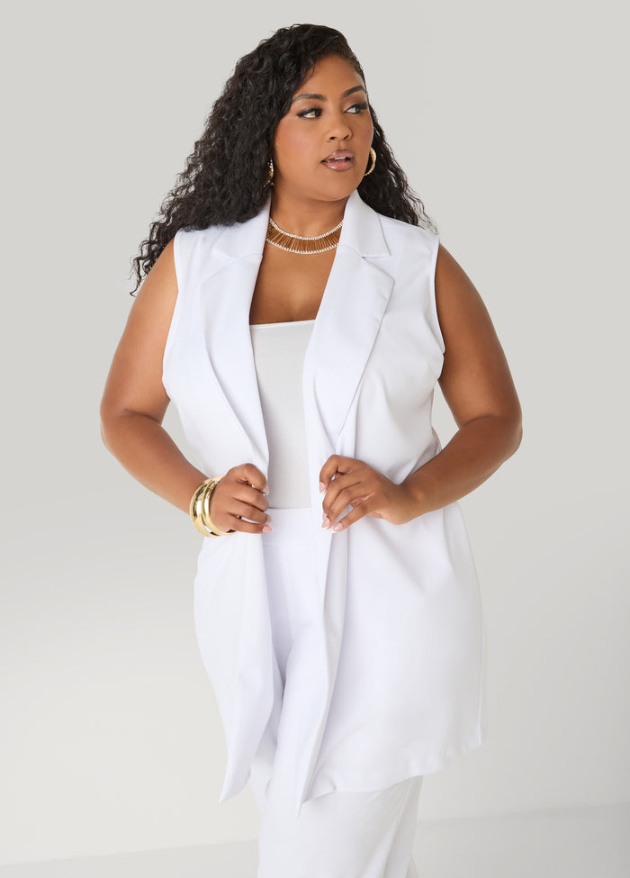 Button Embellished Open Front Vest