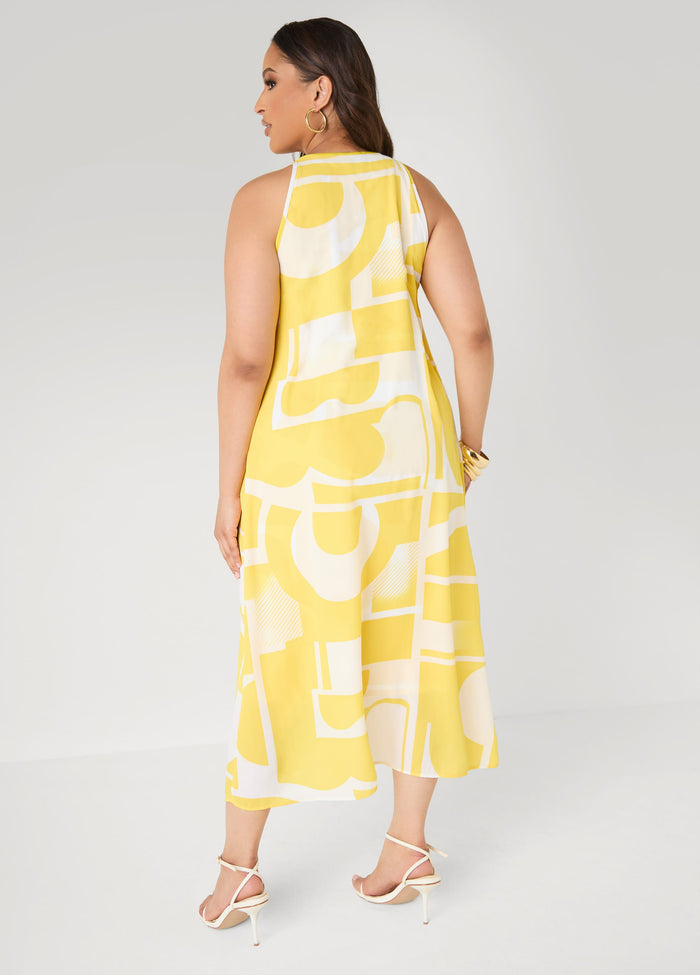Cape Effect Abstract Midaxi Dress