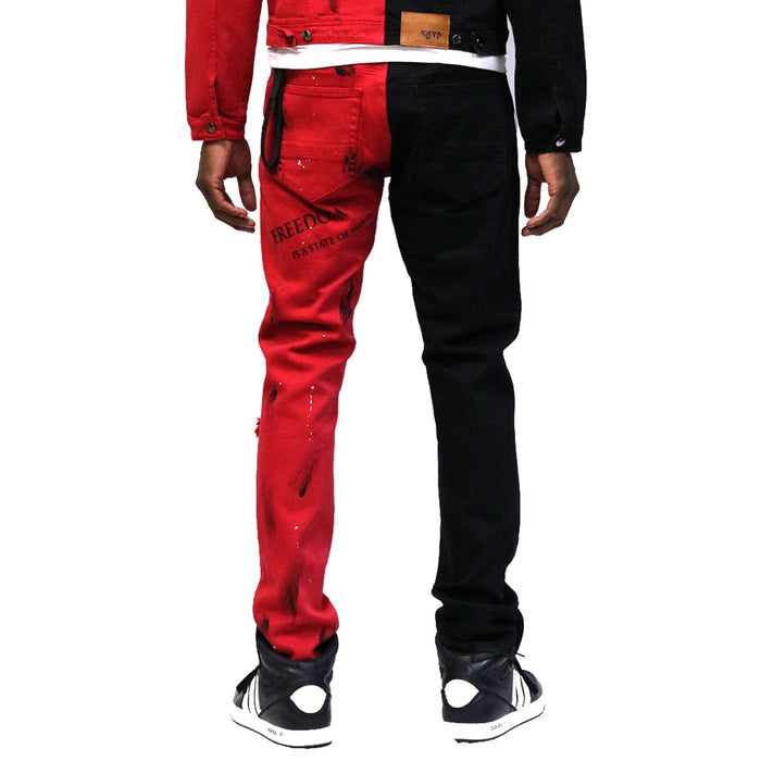 Chairo Premium Washed Skinny Half and Half Twill Pants
