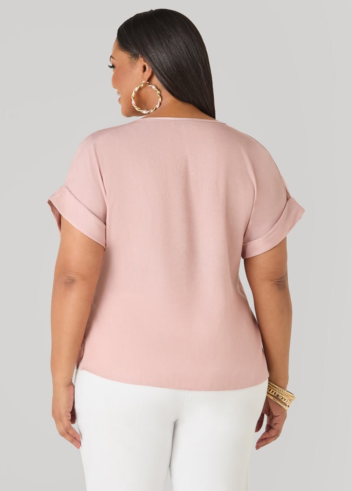 Chambray Dolman Blouse with Side Vents