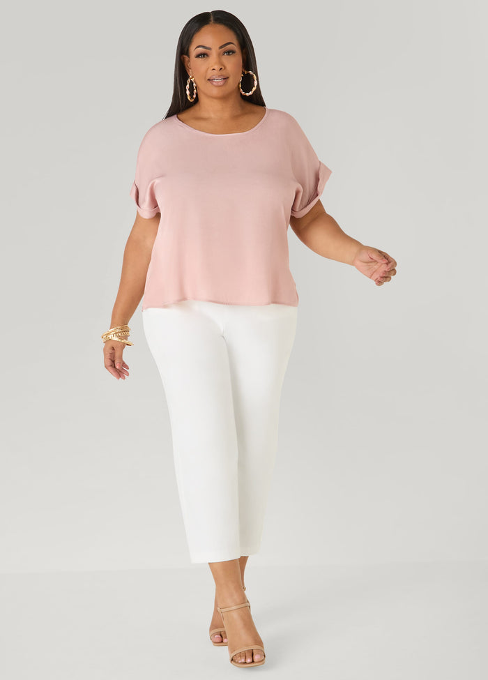 Chambray Dolman Blouse with Side Vents