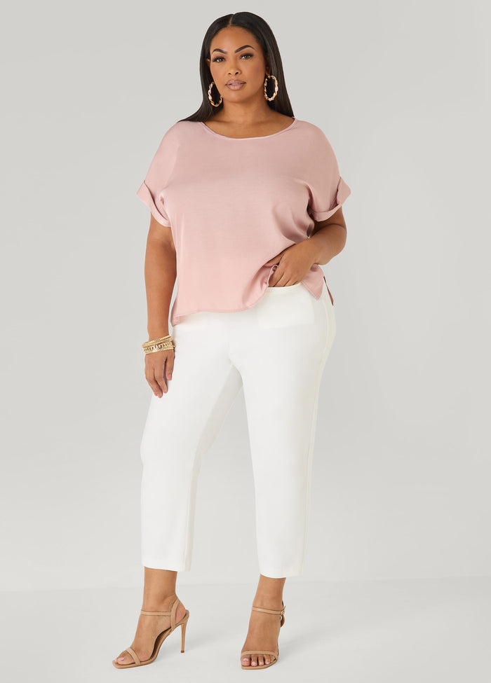 Chambray Dolman Blouse with Side Vents