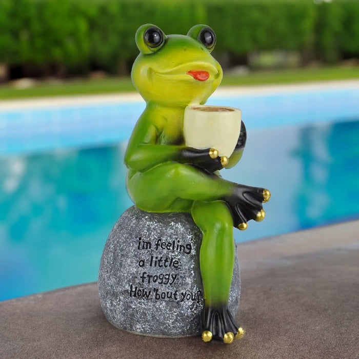 Coffee Frog Garden Statue