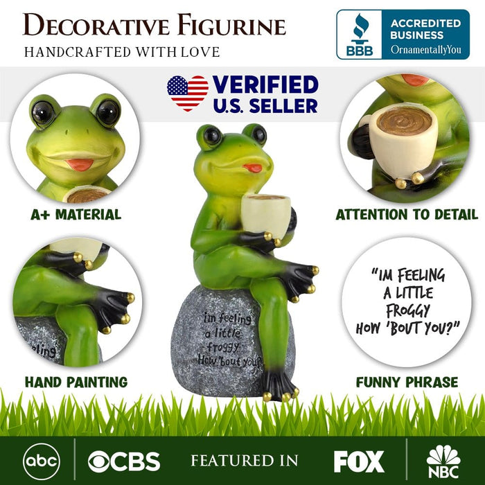 Coffee Frog Garden Statue