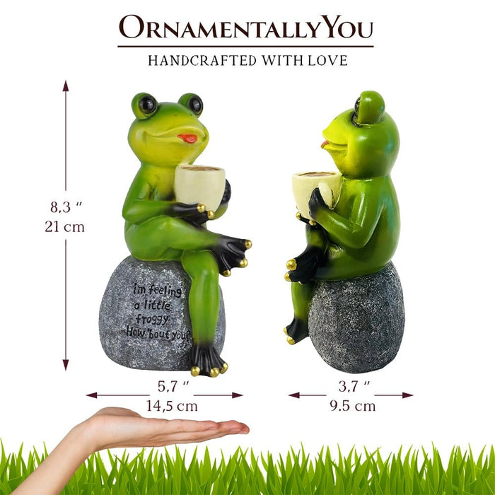 Coffee Frog Garden Statue