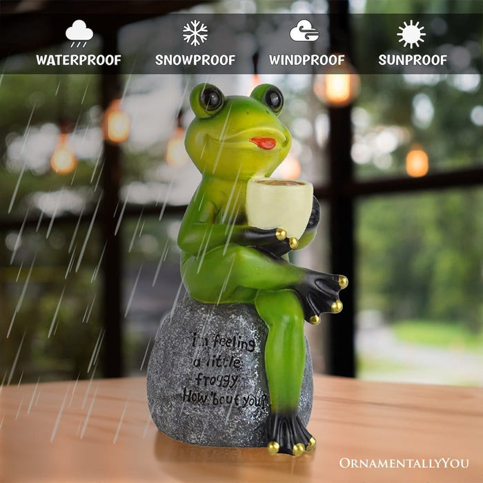 Coffee Frog Garden Statue