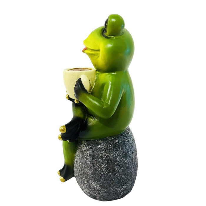 Coffee Frog Garden Statue