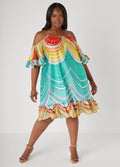 Cold Shoulder Striped Dress