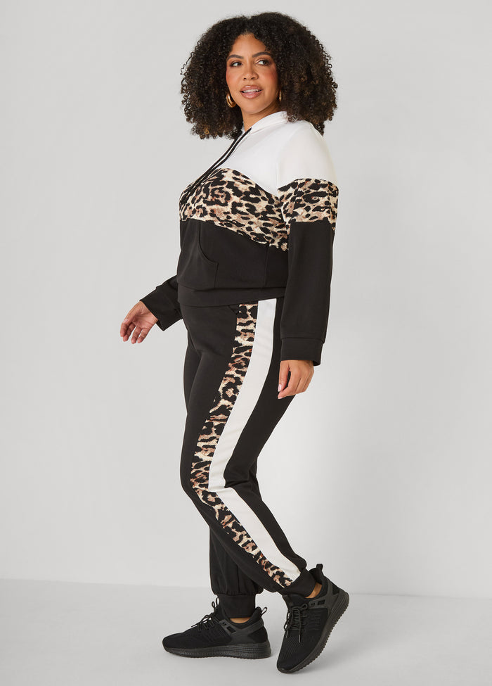 Colorblock Animal Print Joggers