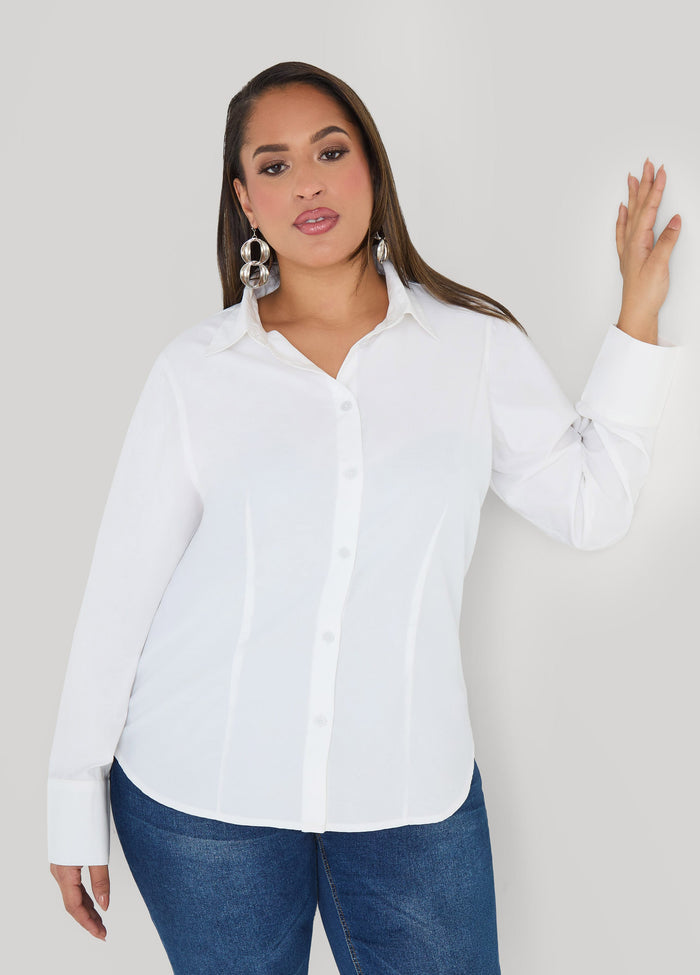 Cotton Blend Collared Shirt