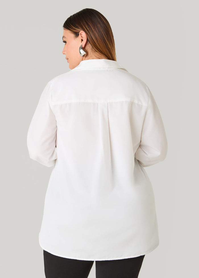 Cotton Blend Poplin Hi Low Shirt