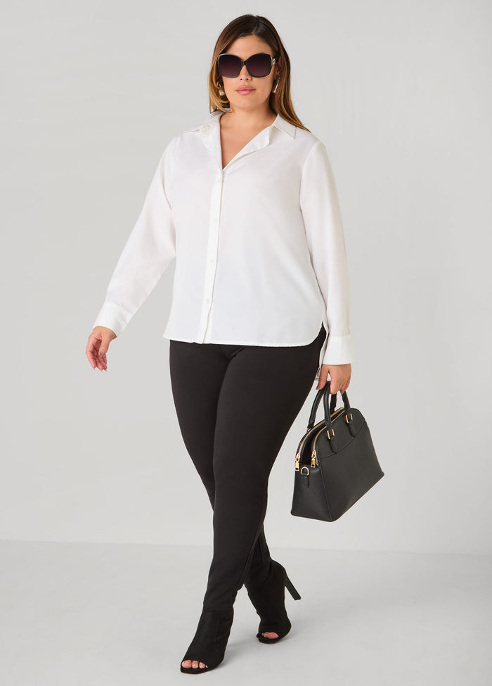 Cotton Blend Poplin Hi Low Shirt