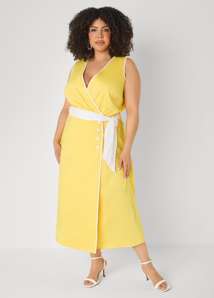 Cotton Blend Wrap Dress