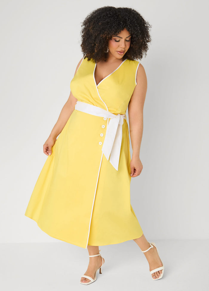 Cotton Blend Wrap Dress