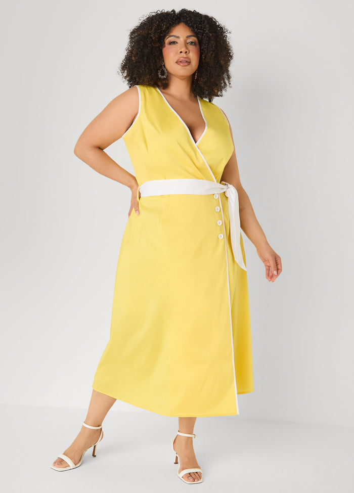 Cotton Blend Wrap Dress
